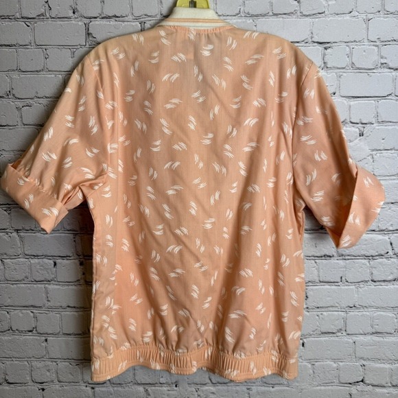 VTG 80s GALS of California 3/4 Button Up Bowling Shirt Peach‎ Womens Size M/L - Picture 2 of 9